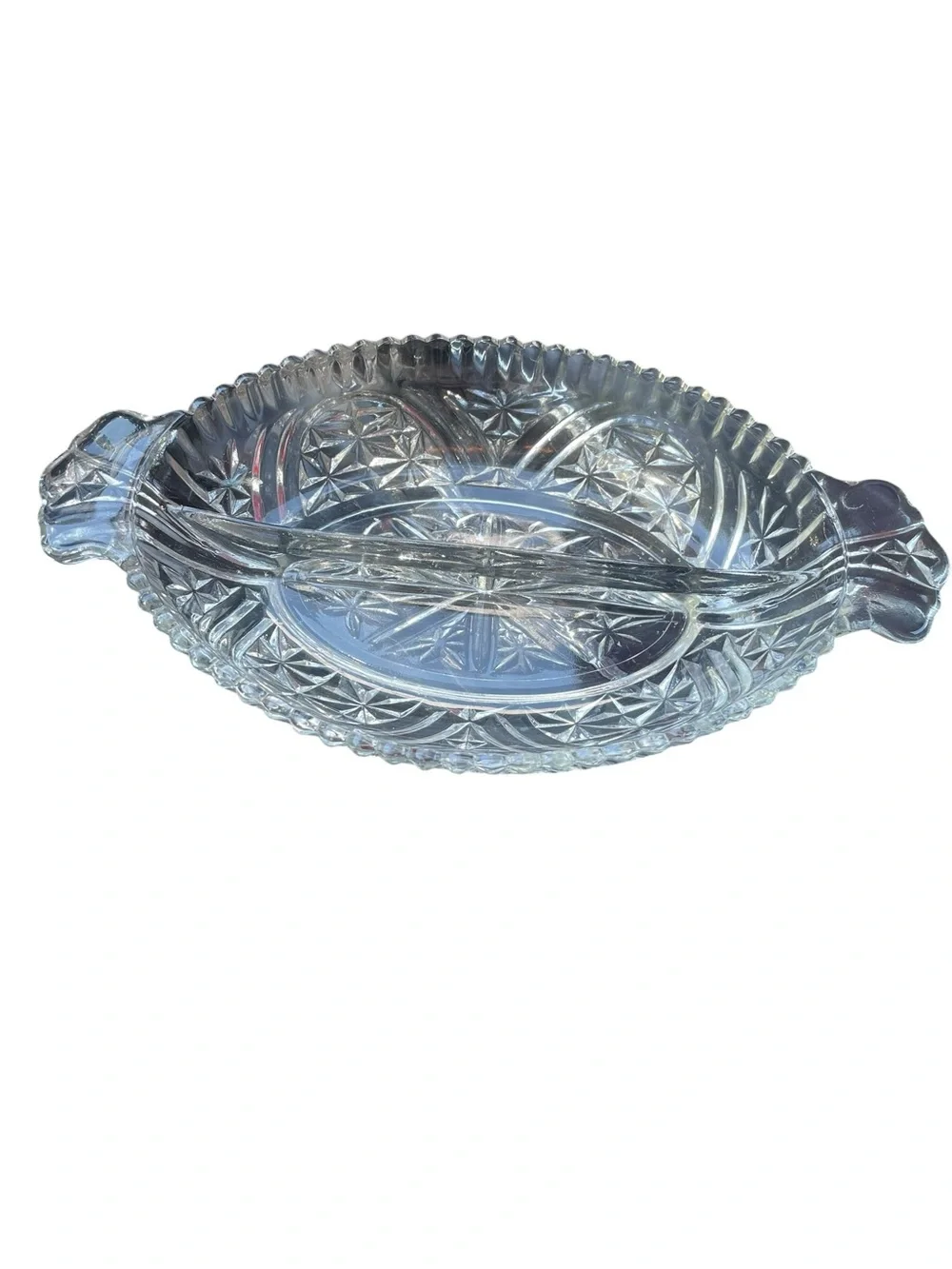 Vintage Anchor Hocking Stars and Bars Divided Glass Dish